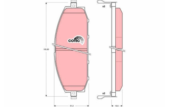 Bromsbeläggssats, skivbroms COTEC GDB3222 TRW, bild 2