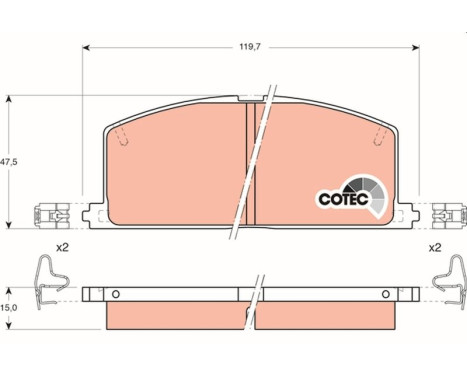 Bromsbeläggssats, skivbroms COTEC GDB323 TRW, bild 2