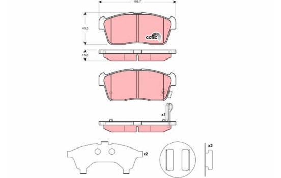 Bromsbeläggssats, skivbroms COTEC GDB3276 TRW, bild 2