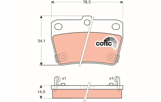 Bromsbeläggssats, skivbroms COTEC GDB3279 TRW, bild 2