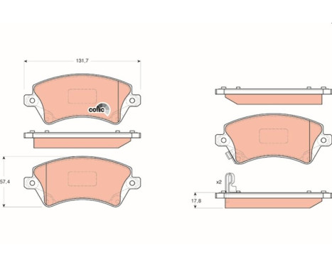 Bromsbeläggssats, skivbroms COTEC GDB3288 TRW, bild 2