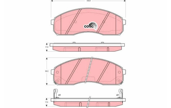 Bromsbeläggssats, skivbroms COTEC GDB3301 TRW, bild 2
