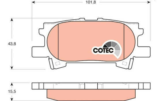 Bromsbeläggssats, skivbroms COTEC GDB3339 TRW, bild 2