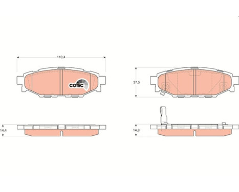 Bromsbeläggssats, skivbroms COTEC GDB3373 TRW, bild 2