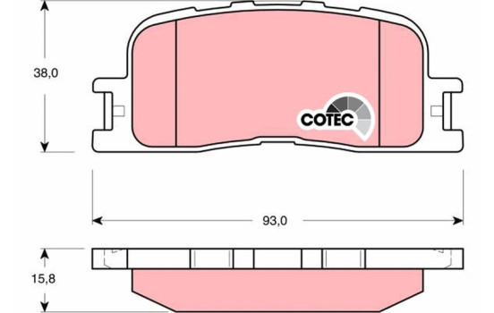 Bromsbeläggssats, skivbroms COTEC GDB3374 TRW, bild 2