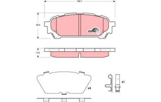 Bromsbeläggssats, skivbroms COTEC GDB3395 TRW, bild 2