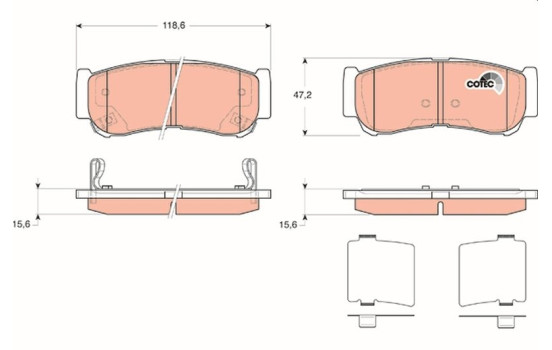 Bromsbeläggssats, skivbroms COTEC GDB3419 TRW, bild 2
