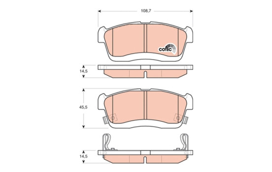 Bromsbeläggssats, skivbroms COTEC GDB3430 TRW, bild 2