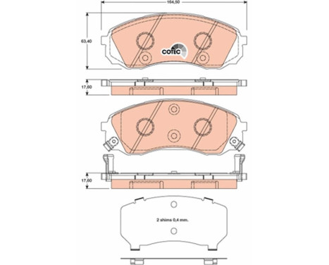 Bromsbeläggssats, skivbroms COTEC GDB3448 TRW, bild 2