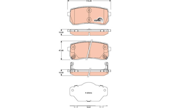 Bromsbeläggssats, skivbroms COTEC GDB3449 TRW, bild 2