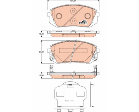 Bromsbeläggssats, skivbroms COTEC GDB3461 TRW, bild 2