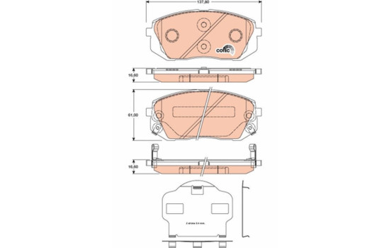 Bromsbeläggssats, skivbroms COTEC GDB3461 TRW, bild 2