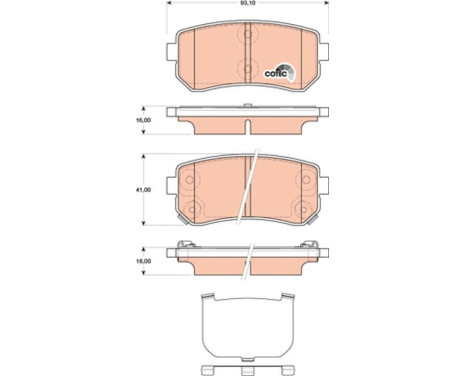 Bromsbeläggssats, skivbroms COTEC GDB3474 TRW, bild 2