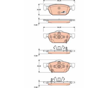 Bromsbeläggssats, skivbroms COTEC GDB3476 TRW, bild 2