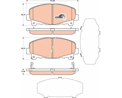 Bromsbeläggssats, skivbroms COTEC GDB3477 TRW, bild 2