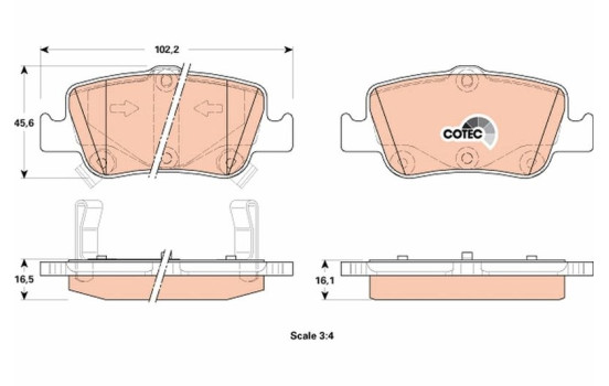 Bromsbeläggssats, skivbroms COTEC GDB3480 TRW, bild 2