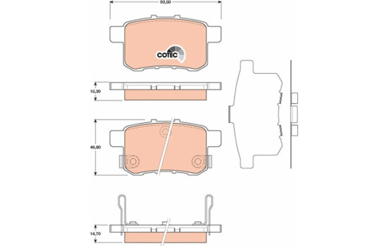Bromsbeläggssats, skivbroms COTEC GDB3482 TRW, bild 2