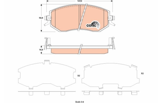 Bromsbeläggssats, skivbroms COTEC GDB3519 TRW, bild 2
