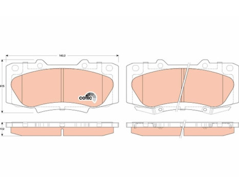 Bromsbeläggssats, skivbroms COTEC GDB3528 TRW, bild 2