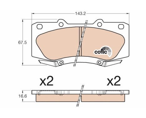 Bromsbeläggssats, skivbroms COTEC GDB3534 TRW, bild 2