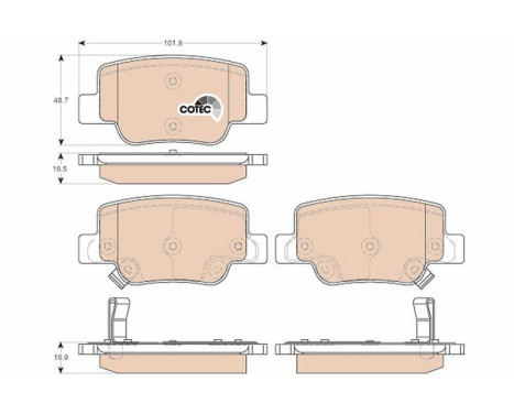 Bromsbeläggssats, skivbroms COTEC GDB3547 TRW, bild 2
