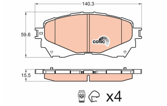 Bromsbeläggssats, skivbroms COTEC GDB3580 TRW, bild 2