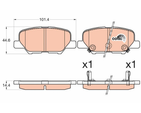 Bromsbeläggssats, skivbroms COTEC GDB3583 TRW, bild 2