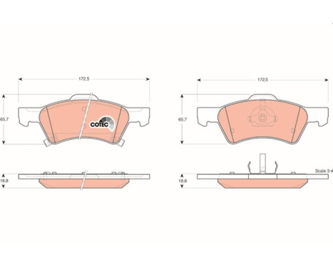 Bromsbeläggssats, skivbroms COTEC GDB4129 TRW, bild 2
