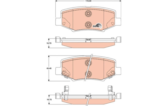 Bromsbeläggssats, skivbroms COTEC GDB4145 TRW, bild 2