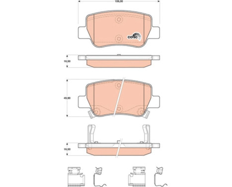 Bromsbeläggssats, skivbroms COTEC GDB4175 TRW, bild 2