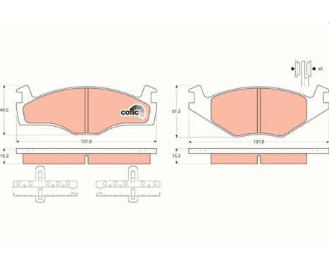 Bromsbeläggssats, skivbroms COTEC GDB459 TRW, bild 2