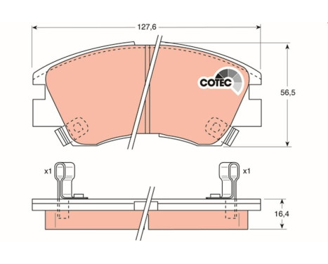 Bromsbeläggssats, skivbroms COTEC GDB729 TRW, bild 2