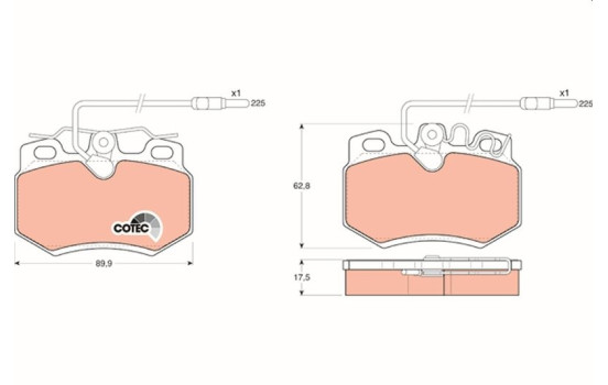 Bromsbeläggssats, skivbroms COTEC GDB808 TRW, bild 2