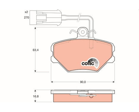 Bromsbeläggssats, skivbroms COTEC GDB852 TRW, bild 2