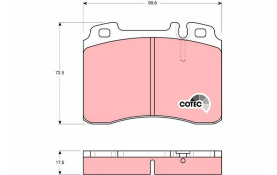 Bromsbeläggssats, skivbroms COTEC GDB962 TRW, bild 2