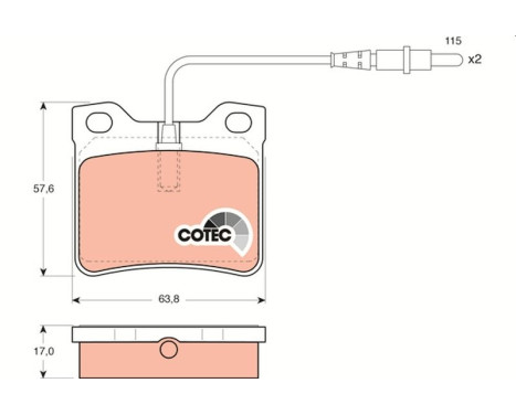 Bromsbeläggssats, skivbroms COTEC GDB985 TRW, bild 2