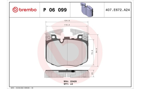 Bromsbeläggssats, skivbroms DIRECTIONAL BRAKE PADS P 06 099 Brembo