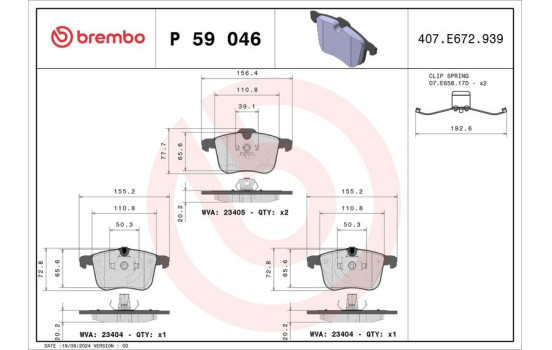 Bromsbeläggssats, skivbroms DIRECTIONAL BRAKE PADS P 59 046 Brembo, bild 2