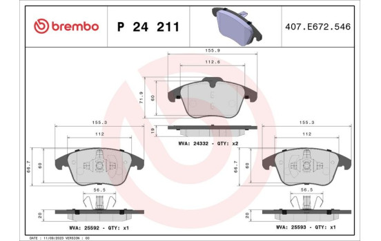 Bromsbeläggssats, skivbroms DIRECTIONAL BRAKE PADS P24211 Brembo