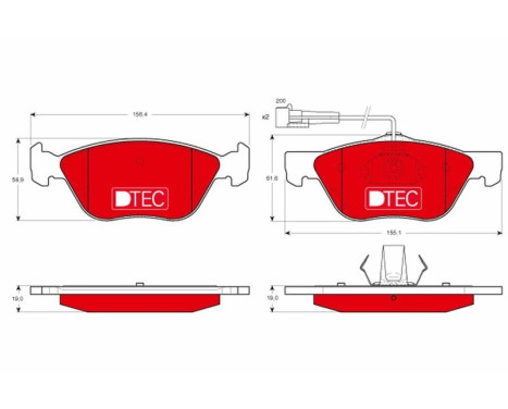 Bromsbeläggssats, skivbroms DTEC COTEC GDB1212DTE TRW