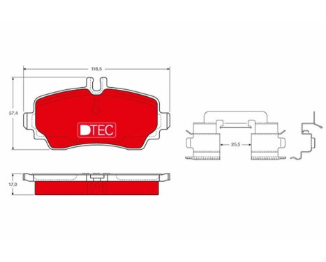 Bromsbeläggssats, skivbroms DTEC COTEC GDB1293DTE TRW