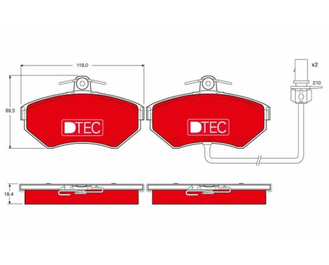 Bromsbeläggssats, skivbroms DTEC COTEC GDB1366DTE TRW