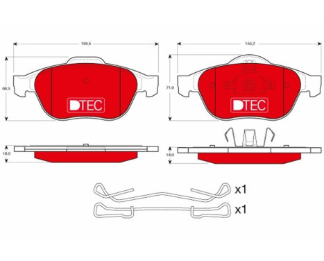 Bromsbeläggssats, skivbroms DTEC COTEC GDB1468DTE TRW