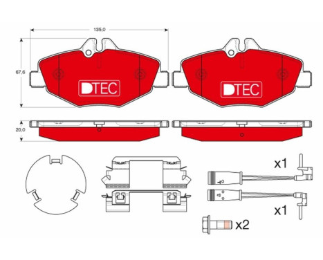 Bromsbeläggssats, skivbroms DTEC COTEC GDB1542DTE TRW