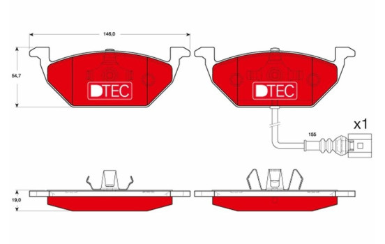 Bromsbeläggssats, skivbroms DTEC COTEC GDB1658DTE TRW