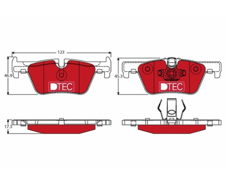 Bromsbeläggssats, skivbroms DTEC COTEC GDB1919DTE TRW