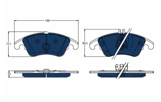 Bromsbeläggssats, skivbroms ELECTRIC BLUE GDB1737BTE TRW