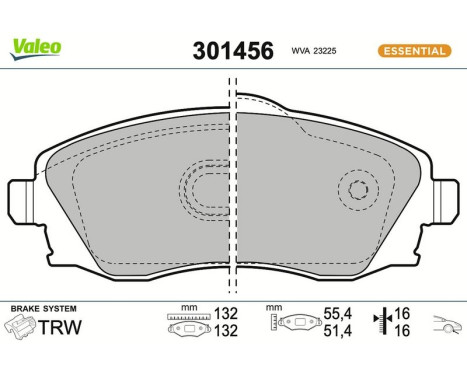 Bromsbeläggssats, skivbroms FIRST 301456 Valeo