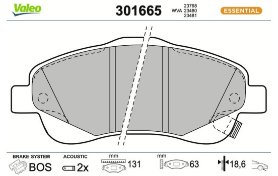 Bromsbeläggssats, skivbroms FIRST 301665 Valeo