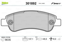 Bromsbeläggssats, skivbroms FIRST 301892 Valeo
